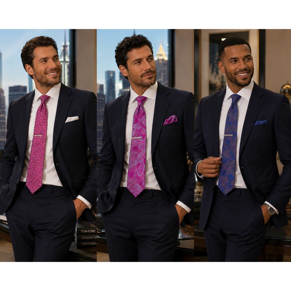 Ted Baker London Lot of 3 Silk Tie Lot Italian Paisley Pink Blue Designer